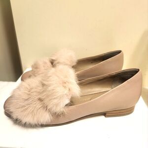 Donald J Pliner "Lilian" Blush Pink Leather Loafers w/ Fur Trim Sz.6.5 Ret.$350